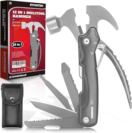 12-Function Multitool Hammer - Camping Accessories, Birthday Gifts for Him, Dad's Dream Survival Kit，Men's Adventure Essentials