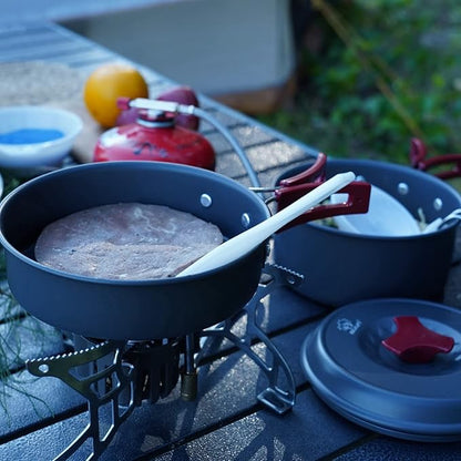 Bulin 24/13/11/8/4 PCS Camping Cookware Mess Kit Lightweight Backpacking Cooking Set Outdoor Cook Gear for Family Hiking, Picnic(Kettle, Pot, Frying Pan, Bowls, Plates, Spoon)