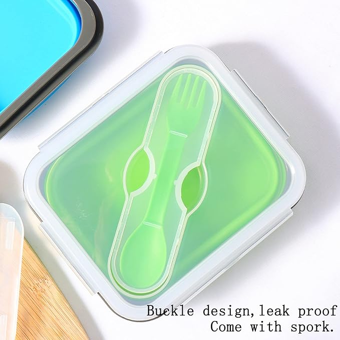 Collapsible Bowls for Camping Silicone Food Storage Containers Mixing Snack Bowls with Lid and Foldable Cups and Storage Bag for Salad, Lunch, Snacks