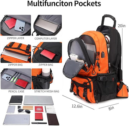 Nerlion 40L Hiking Backpack Travel Backpack for Men Women Camping Waterproof Outdoor Hiking Daypack Lightweight Backpack (Orange)