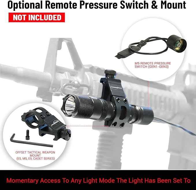 PowerTac M5 GEN3 - The Crescent Wrench of Tactical LED Rechargeable Flashlights. Intense 2030 Lumens, 330M Throw with Ample Fill for Closer Distances, Enhanced Magnetic Charging