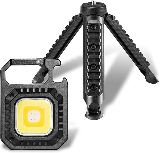 Keychain Flashlight for Camping - Mini Size - Rechargeable Keychain Light Pocket Mate for Keyring, 5 Modes, Multiple Functions (Black-2)