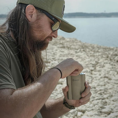 GRITR Titanium Hip Flask 6 fl oz/180 ml w/Filler Funnel & Screw Cap Clip for Camping, Hiking, Backpacking, Travel, Outdoor Events, Picnics, Parties | Ultralight Pocket Drinkware for Men & Women