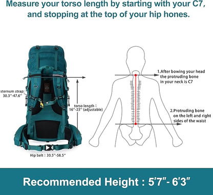 N NEVO RHINO Internal Frame Hiking Backpack 50/60/65/70/80L, Mountain Climbing Camping Backpack Daypack Waterproof Rain Cover