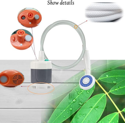 Portable Shower for Camping, Portable Camping Shower, Rechargeable Portable Outdoor Shower Head with Hose, 2 Travel Shower Heads, 6ft Hose