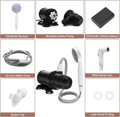 VINTEX Portable Camping Shower, Portable Shower with USB Rechargeable Battery, Outdoor Shower for Hiking, Traveling, Pet Bath