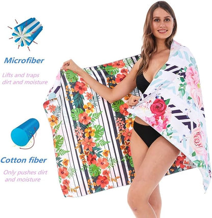 HAOKUN Microfiber Sand Free Beach Towel Blanket-Quick Fast Dry Super Absorbent Lightweight Thin Towel for Travel Pool Swimming Bath Camping Yoga Gym Sports Idea … (Rose flower1)