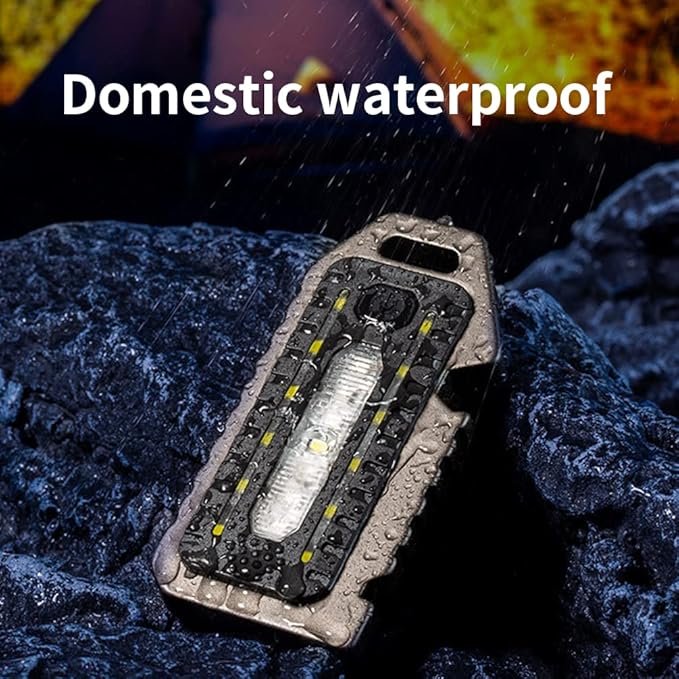 Cob Mini Flashlight Keychain Light, 500 Lumens Bright Rechargeable, Small Multi-Function Work Light, 5 Modes Pocket Light Battery Display Bottle Opener Whistle for Camping