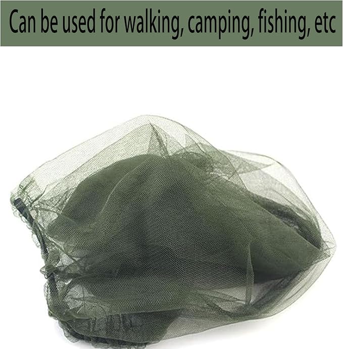 2 Pack Head Net Face Mesh, Mosquito Hat Mask Head Cover for Camping Hiking Fishing Protecting from Insect Bug Bee Mosquito Gnats Green