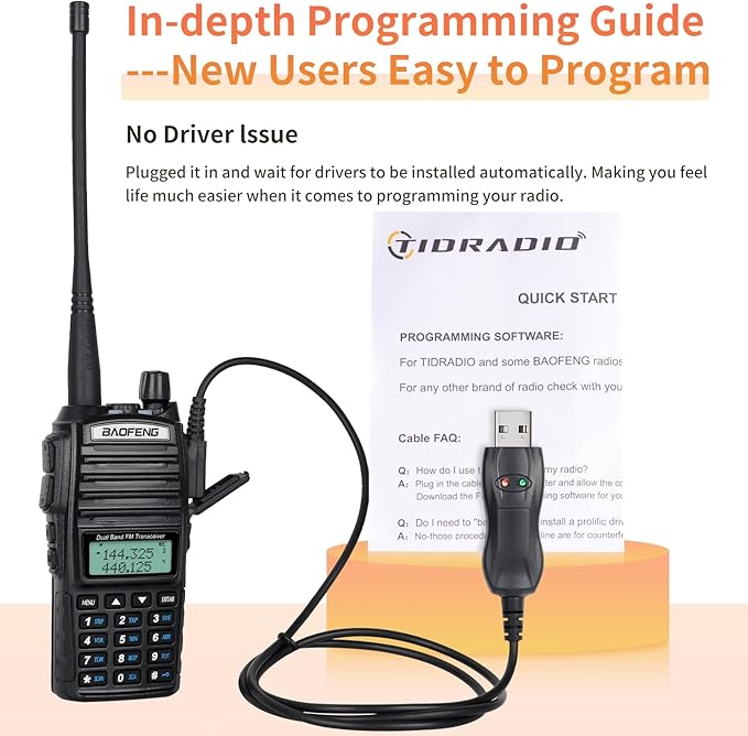 BaoFeng Radio BaoFeng UV-82 Ham Radio 144-148/420-450Mhz 2 Way Radio with FTDI Programming Cable Long Range Dual Band Two-Way Radio Walkie Talkie (5 Pack-Black)