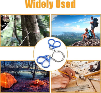 3 Pcs Survival Wire Saw Outdoor Emergency, Stainless Steel Mini Hand Pocket Saws Serrated Cutting Cable for Camping, Backpacking Gear, Hunting, Hiking, Cutting(Silver with Plastic Handle)