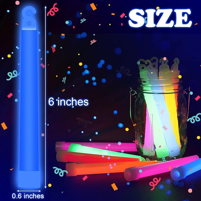 25 Pack Glow Sticks,Ultra Bright Glow Sticks Bulk,6 Inch Glowsticks with 12 Hour Duration,Glow in The Dark Sticks for Kids Party Supplies Party Favors,Emergency Glow Sticks for Camping,Survival Kit