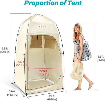 FOGATTI Camping Shower Tent with InstaShower GO Portable Water Heater and Carrying Bag