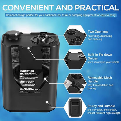 Bonbo 11L BPA Free Food Grade Hydration Water Storage Container, Large Portable Water Tank, Emergency Water Storage Jug, for Camping, Outdoor Hiking