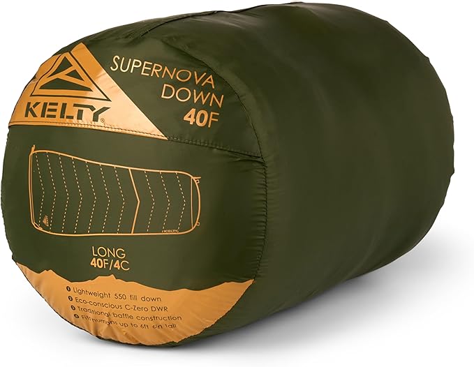 Kelty Supernova Down Sleeping Bag, Compact + Lightweight, Roomy Shape for All Body Types and Sleep Positions, Recycled Shell Fabrics