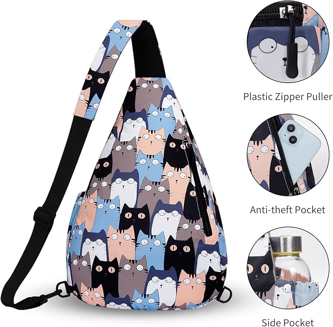 HUA ANGEL Crossbody Sling Bag for Men & Women Lightweight Waterproof Chest Shoulder Bag for Travel Hiking & Everyday Use