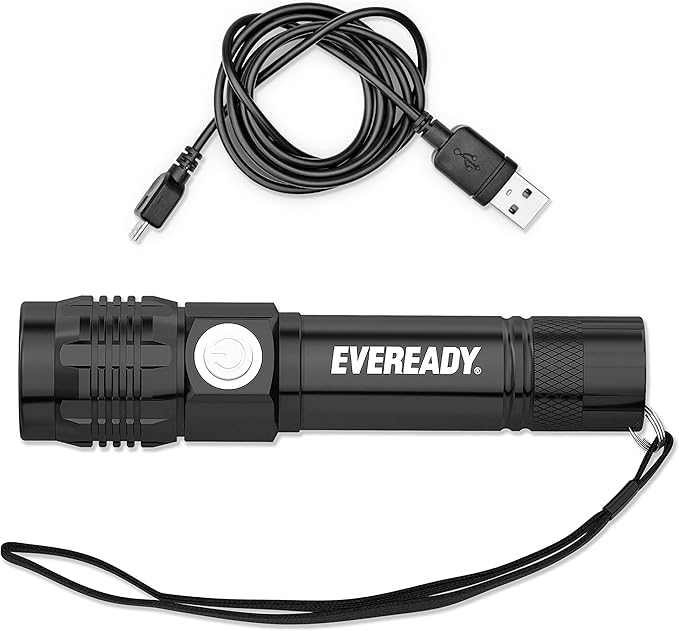 Eveready LED Tactical Flashlight, Bright Rechargeable Flashlights for Emergencies and Camping Gear, Water Resistant Flash Light