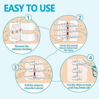 Wound Closure Strips - 4 Pcs Butterfly Bandaids Extra Large Emergency Laceration Closures Kits Bandages for Big Wound Care, Hospital Grade Rapid Skin Closure for Home, Outdoor