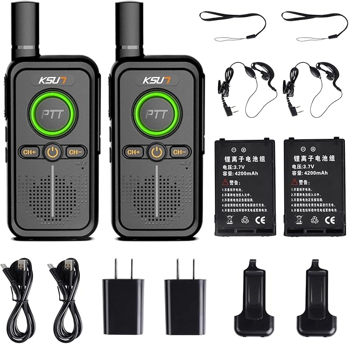 LT Plus Two-Way Radio Long Range with Access to 16 Channels NOAA Weather 4200mAh Battery Rechargeable Flash Replication Frequency Tpye-C LCD Display for Camping Walkie Talkies(Black 2 Pack)