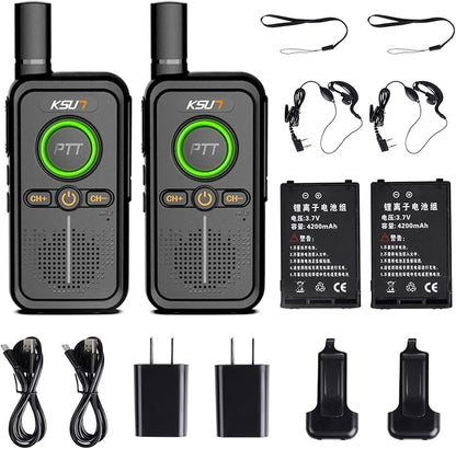 LT Plus Two-Way Radio Long Range with Access to 16 Channels NOAA Weather 4200mAh Battery Rechargeable Flash Replication Frequency Tpye-C LCD Display for Camping Walkie Talkies(Black 2 Pack)