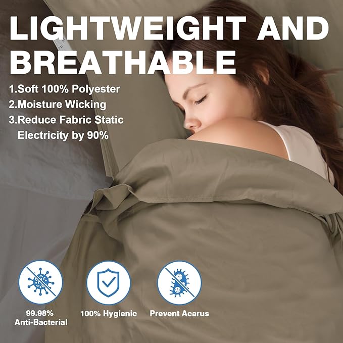 Sleeping Bag Liner, Travel Sheets & Adult Sleep Sack, Ultralight and Portable Summer Sleeping Bag - Ideal for Backpacking, Hotels and Hostels, Business Trips, Camping