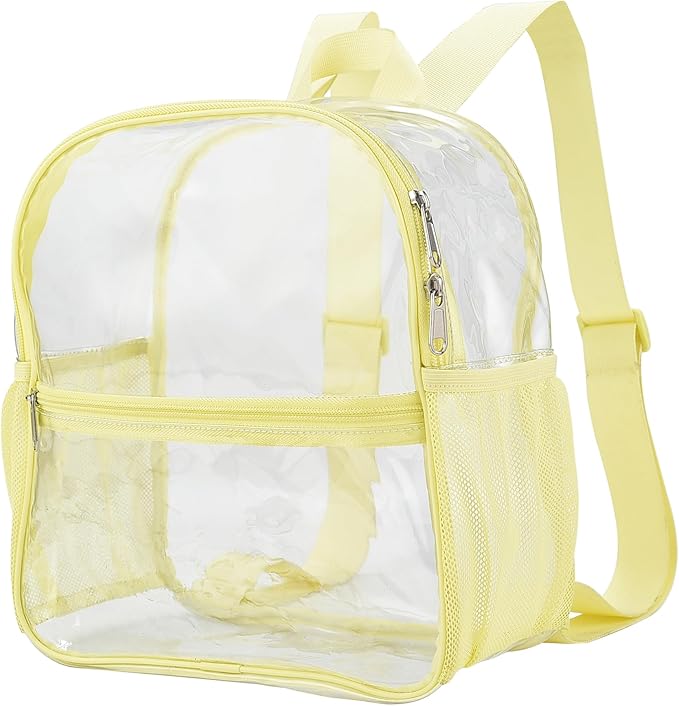 Oraben Clear Backpack for Stadium Events Clear Stadium Backpack 12x6x12 Bag (Nylon Shoulder Straps, Yolk Yellow)