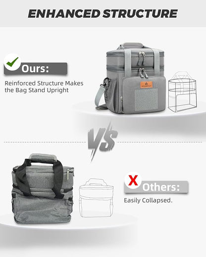 Expandable Large Tactical Lunch Box for Adults, Durable Insulated Lunch Bag with Lots of Storage Space, Cooler Bag for Men Women Work Outdoor Picnic Trips, 24 Cans/16 L, HSHRISH