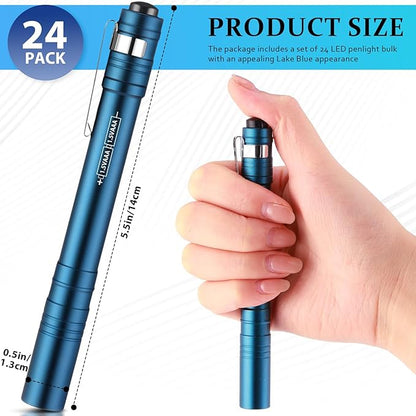 12 Pack LED Penlight Bulk, Pocket Flashlight with Clip, Aluminum Pen Flashlights Mini Pen Light for Nurses Hospital Outdoor Camping Emergency Hiking (Lake Blue)