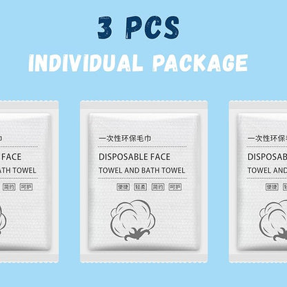 Disposable Bath Towels, 3 Pcs Large Travel Bath Towel 55 * 28 in, Travel Essentials Compressed Towel - Portable Disposable Washcloths for Travel Beach Shower Hiking Swim Hotel Camping
