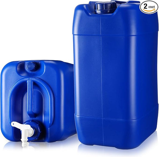 2 Tanks 5-Gallon Stackable Water Storage Containers with Lids and Spigot Emergency Portable Water Tank for Camping and Disaster Preparedness Rv Survival Supply, 10 Gallons