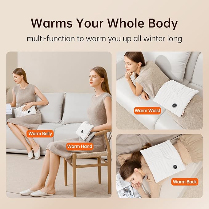 JISULIFE Hand Warmers Rechargeable, Foldable Hand Warmer Pouch with Power Bank, 6 Heating Levels, Heated Hand Muff, Fast Heating Pad Waterless, Gifts for Women, Suitable for Football, Camping, Hiking