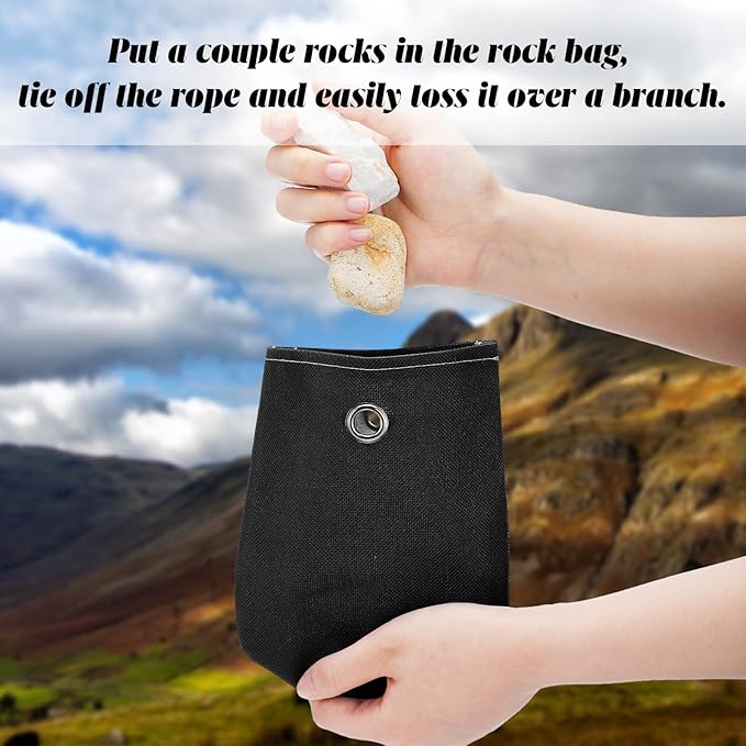 2 Sets Bear Food Bag Hanging System Ultralight Food Bag Hanging System Include 10 L Waterproof Bear Bag for Food Backing, Pulley System, Nylon Ropes and Clips for Camping Backpacking