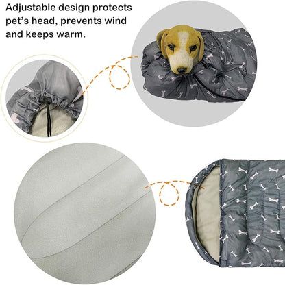 KUDES Dog Sleeping Bag Waterproof Warm Packable Dog Bed with Storage Bag for Indoor Outdoor Travel Camping Hiking Backpacking (43''Lx27''W)