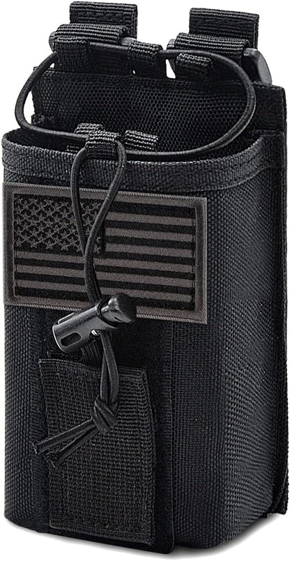 Molle Radio Pouch Holster Tactical Holder Duty Belt Accessories Military Heavy Bag for Two Ways Walkie Talkies Adjustable Storage with 1 Pack Patch