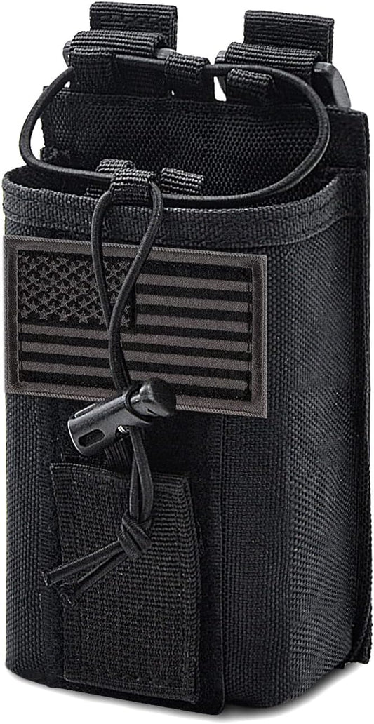 Molle Radio Pouch Holster Tactical Holder Duty Belt Accessories Military Heavy Bag for Two Ways Walkie Talkies Adjustable Storage with 1 Pack Patch