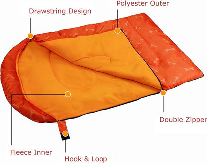 KUDES Dog Sleeping Bag Waterproof Warm Packable Dog Bed with Storage Bag for Indoor Outdoor Travel Camping Hiking Backpacking (43''Lx27''W)