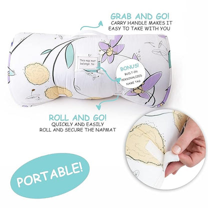JumpOff Jo - Toddler Nap-Mat - Sleeping Bag for Kids with Removable Pillow and Ultra Soft Blanket for Preschool, Daycare, and Sleepovers - Fairy Blossoms