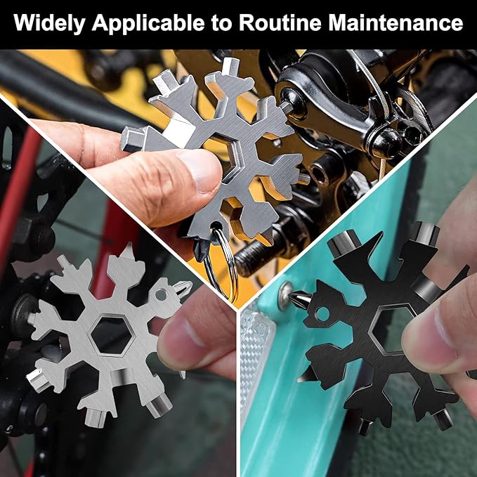 18-in-1 Snowflake Multitool, 12 Packs Stainless Steel Snowflake Wrench/Bottle Opener/Screwdriver Kit, Stainless Steel Portable Star Tool for Christmas Great Gifts