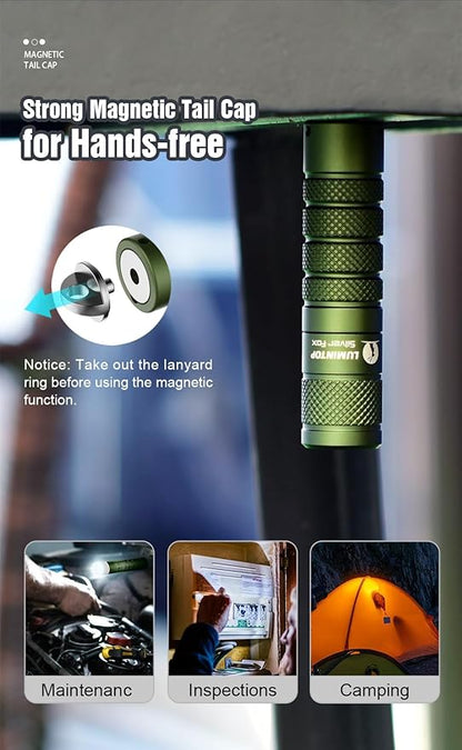 LUMINTOP AA Flashlight - 760 Lumens, Silver Fox 5 Modes, Strong Magnetic Tailcap, Perfect for Outdoor Adventure, Camping, Hiking, Emergencies, and Everyday Carry (Green)
