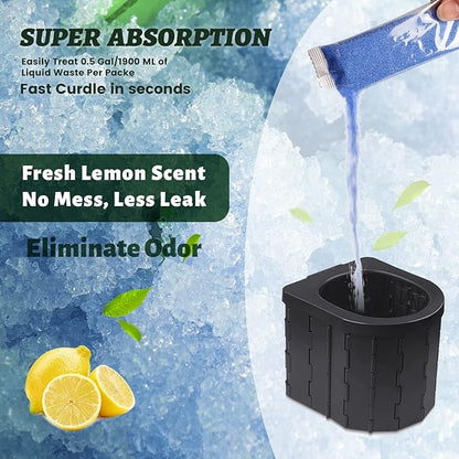 Wenge Portable Toilet Powder,Potty Chemicals- Lemon scent, Pee Powder for Portable Toilet, Camping Toilet Chemicals, Eco Absorbent Gel Liquid Waste(12 Pack)
