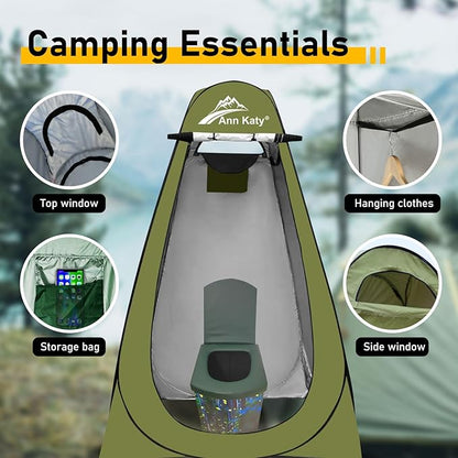 Portable Toilet with Pop Up Privacy Tent,XL Large Portable Toilet for Adults, Outdoor Camping Shower Tents Changing Room Emergency Folding Toilet Tent Kit with Carry Bag for Camping/Hinking…