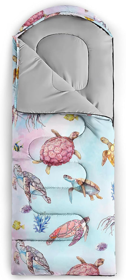 BSNTHO Turtle Camping Sleeping Bags,3 Season Warm & Cool Weather,Lightweight,Waterproof Sleeping Bags for Adults & Kids,Traveling,and Outdoors,Camping Gear Equipment,31x90inch