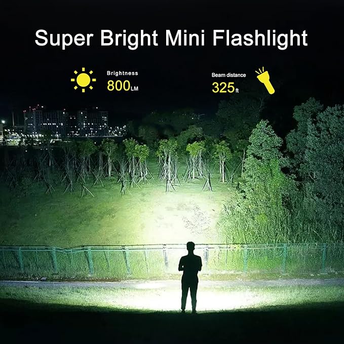Keychain Flashlight Small Flashlight Bright 800 LM,USB C Rechargeable LED Keychain Pocket Flashlight with 365nm UV Mini Led Flashlight, for Outdoor Travel, Camping Mini Flashlight Keychain 2 PC