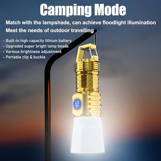 German Three-eyed Monster Mini Flashlight Thumb Flashlight, Mini Flash Super Power Flashlight, Multi-Functional Mini Pen Clip Flashlight Light Steel High Lumen Rechargeable Waterproof (Red+Gold)