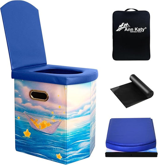 Portable Toilet For Adults,XL Camping Toilet Portable Potty for Adult, Foldable Portable Toilet for Camping Car Boat Hiking Beach RV