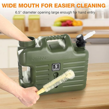 5 Gallon Water Jug, Camping Water Container BPA Free Water Storage with Spigot No Leakage Portable Emergency Water Tank for Outdoor Hiking Camping Picnic Supplies Green