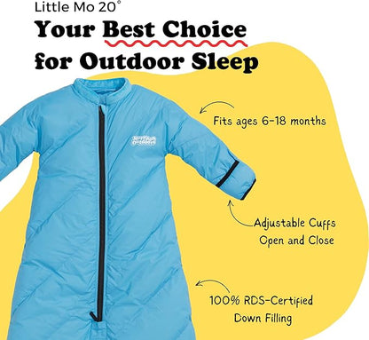 Little Mo 20 Down Baby Sleeping Bag (6-24 Months) The Warmest, Safest Ultralight Down Camping Sleeping Bag for Babies and Toddlers.