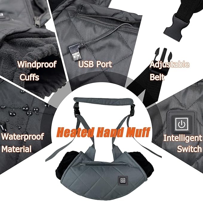 Heated Hand Muff, Electric Heating Hand Warmer Pouch, Suitable for Outdoor Hunting, Sports, Photography, Golf, Hike, Football, Snow Camping in Cold Winter Keep Warmth