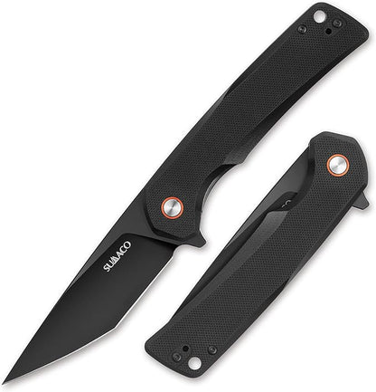 Everyday Carry EDC Knife, Safety Liner-Lock Practical Pocket Knife, D2 Steel G10 Lightweight Handle, Outdoor Camping tactical Knives, Black, Folding 3.54in
