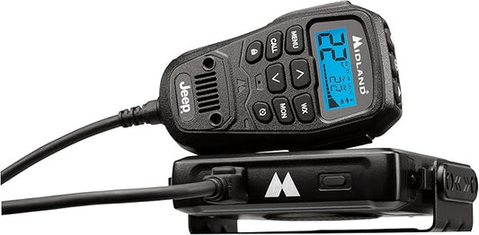 Midland – MXT275 Jeep® Branded MicroMobile® GMRS Radio – 15 Watts Two-Way Radio with Integrated Control Microphone – Overland Tractors Detachable External Magnetic Mount Antenna - 8 Repeater Channels